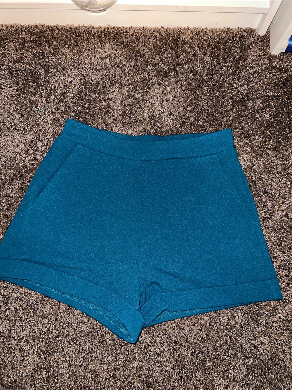 Sincerely Jules Teal High-Waist Knit Shorts